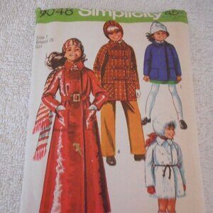 Vintage 1970s Simplicity Size 7 9048 cut coat hat